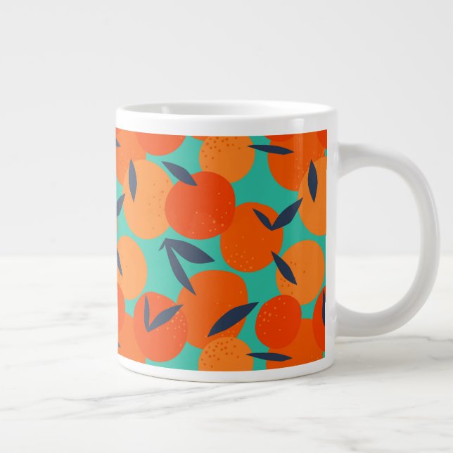 Abstract Orange Fruit Pattern Large Coffee Mug (Right)