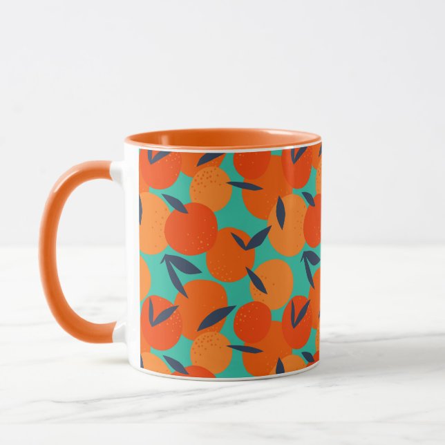 Abstract Orange Fruit Pattern Mug (Left)