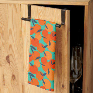 Abstract Orange Fruit Pattern Tea Towel