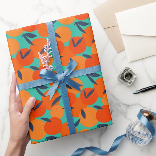 Abstract Orange Fruit Pattern Wrapping Paper (Gifting)
