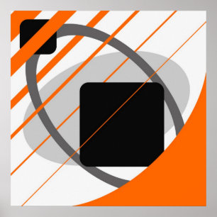 Abstract Orange Gray Off-White Black AP0002 Poster