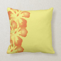 Abstract Orange Hibiscus Flowers on Yellow