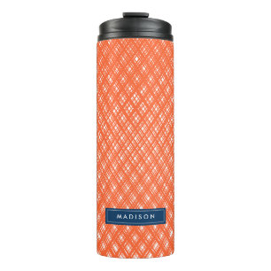 Abstract Orange Line Strokes Pattern Thermal Tumbler