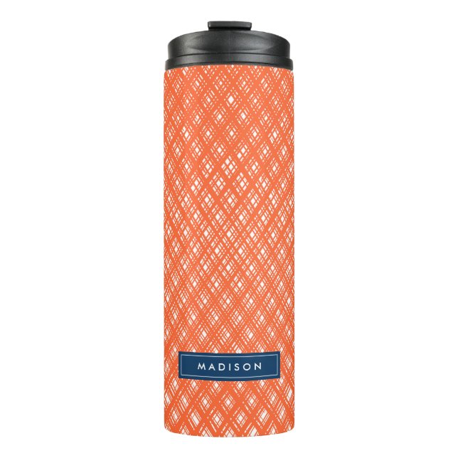 Abstract Orange Line Strokes Pattern Thermal Tumbler (Front)