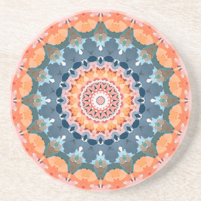 Abstract Orange Mandala Coaster (Front)