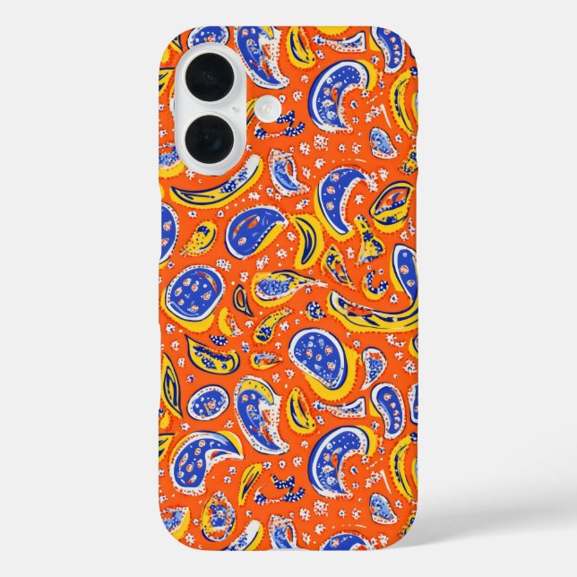 Abstract Orange Paisley Pattern Case-Mate iPhone Case (Back)