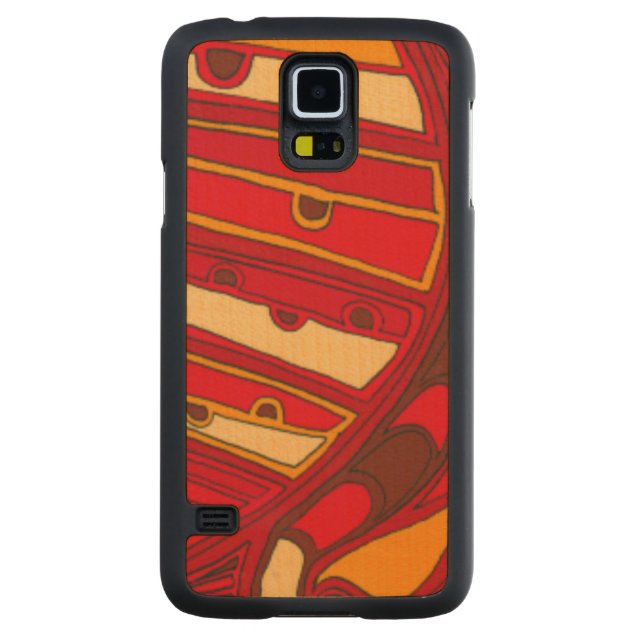 Abstract Orange Panels Carved Maple Galaxy S5 Case (Back)