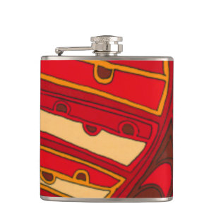 Abstract Orange Panels Hip Flask