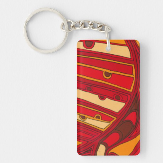 Abstract Orange Panels Key Ring (Front)