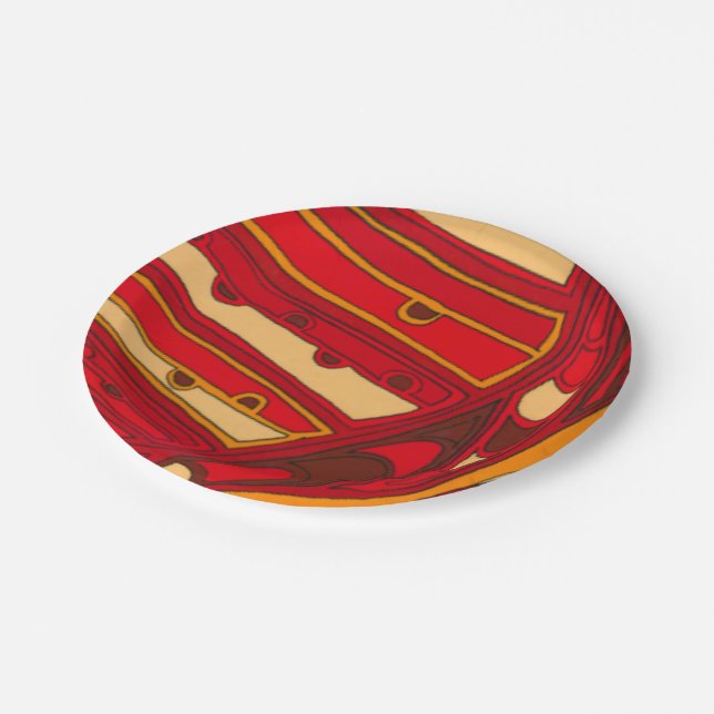 Abstract Orange Panels Paper Plate (Angled)