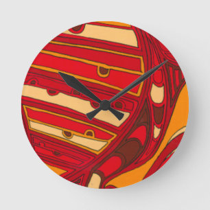 Abstract Orange Panels Round Clock
