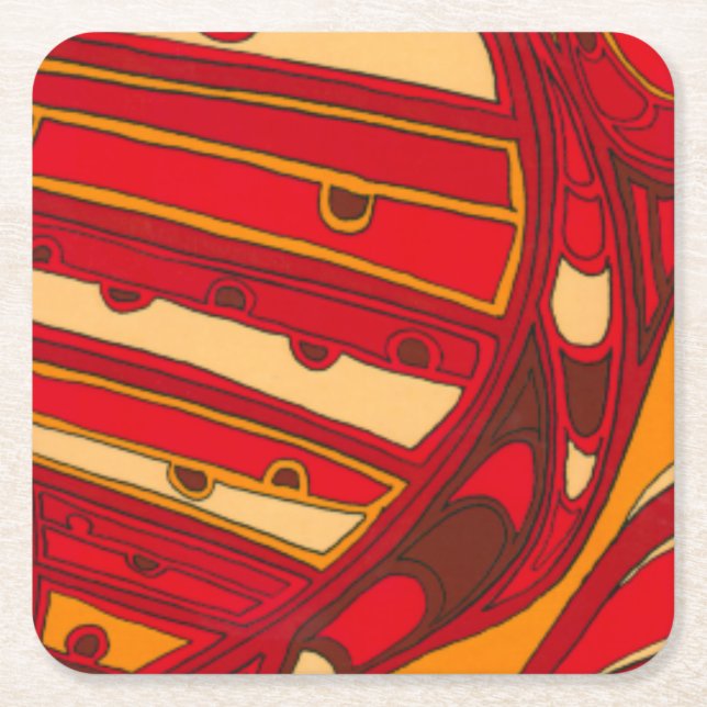 Abstract Orange Panels Square Paper Coaster (Front)