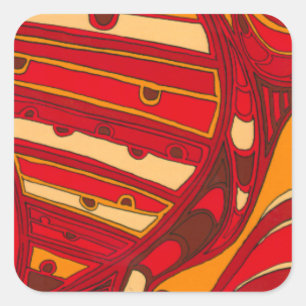 Abstract Orange Panels Square Sticker