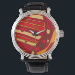 Abstract Orange Panels Watch<br><div class="desc">A surrealist dream, these brightly coloured abstract orange panels look like melted wax flowing through a canvas. A Jennifer Goldberger creation, this work is amazing in its imaginative use of colour and lines. Order yours today!</div>