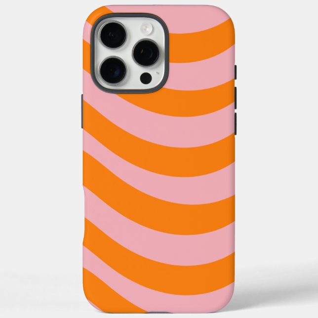 Abstract Orange Pink Retro Wavy Stripe Bold Modern Case-Mate iPhone Case (Back)