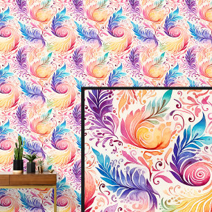 Abstract Orange Purple Blue Floral Paisley  Wallpaper