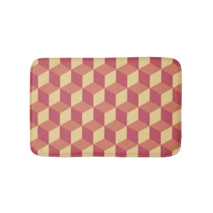 Abstract Orange Red Cube Pattern Bath Mat