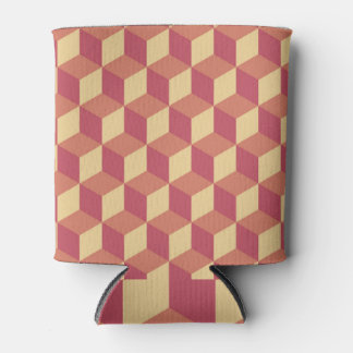 Abstract Orange Red Cube Pattern Can Cooler