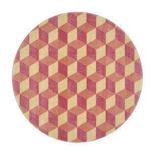 Abstract Orange Red Cube Pattern Cutting Board