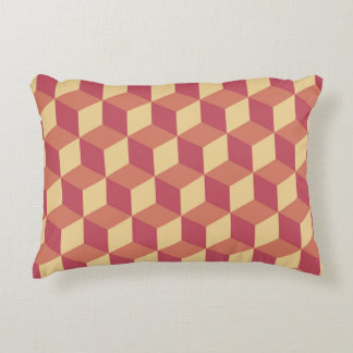 Abstract Orange Red Cube Pattern Decorative Cushion