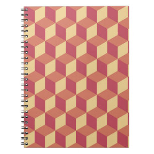 Abstract Orange Red Cube Pattern Notebook