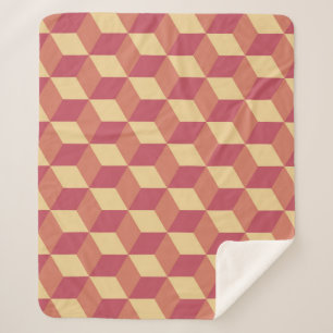 Abstract Orange Red Cube Pattern Sherpa Blanket