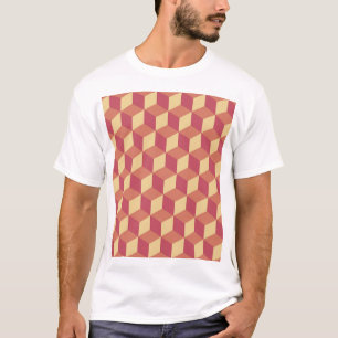Abstract Orange Red Cube Pattern T-Shirt