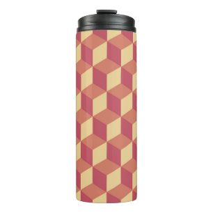 Abstract Orange Red Cube Pattern Thermal Tumbler