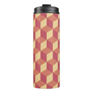 Abstract Orange Red Cube Pattern Thermal Tumbler