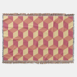 Abstract Orange Red Cube Pattern Throw Blanket