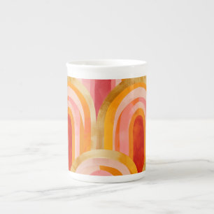 Abstract Orange Red Yellow Gold Pink Bone China Mug