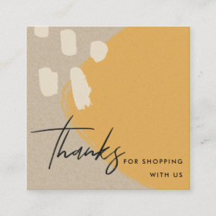 ABSTRACT ORANGE RUST KRAFT SCANDI THANK YOU LOGO SQUARE BUSINESS CARD