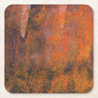 Abstract orange splashes square paper coaster