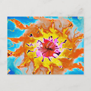 Abstract Orange Sun on a Light Blue Background Postcard