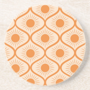 Abstract Orange Sun on Mid Century Ogee Coaster