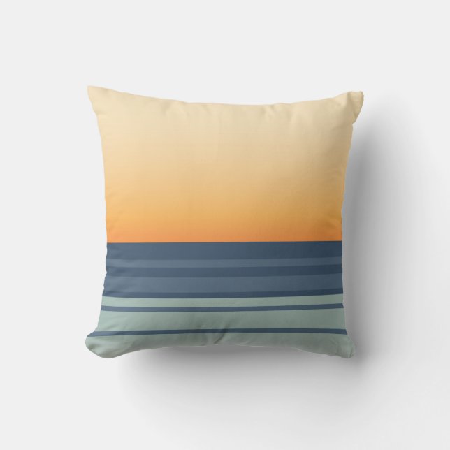 Abstract Orange Sunset and Ocean Cushion (Front)