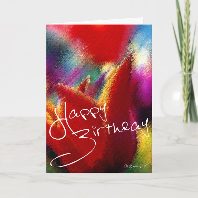 Abstract Orange Tulip Bithday Card (Front)