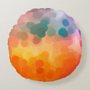 Abstract orange watercolor background. Illustratio Round Cushion