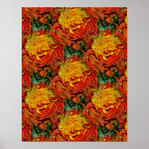 Abstract Orange Yellow Green Pattern      Poster