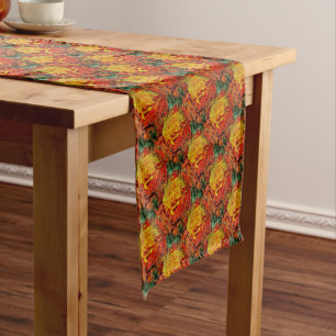 Abstract Orange Yellow Green Pattern      Short Table Runner