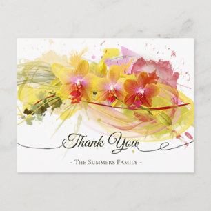 Abstract Orchids Colour Splash Calligraphy Postcard