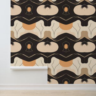 Abstract Organic Earth Tone Pattern Wallpaper