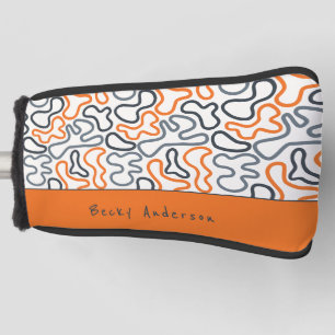 Abstract Organic Line White Orange Passion Golf Head Cover