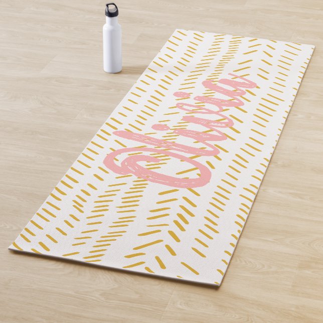 Abstract Organic Lines Art Boho Gold Personalised Yoga Mat (In Situ)