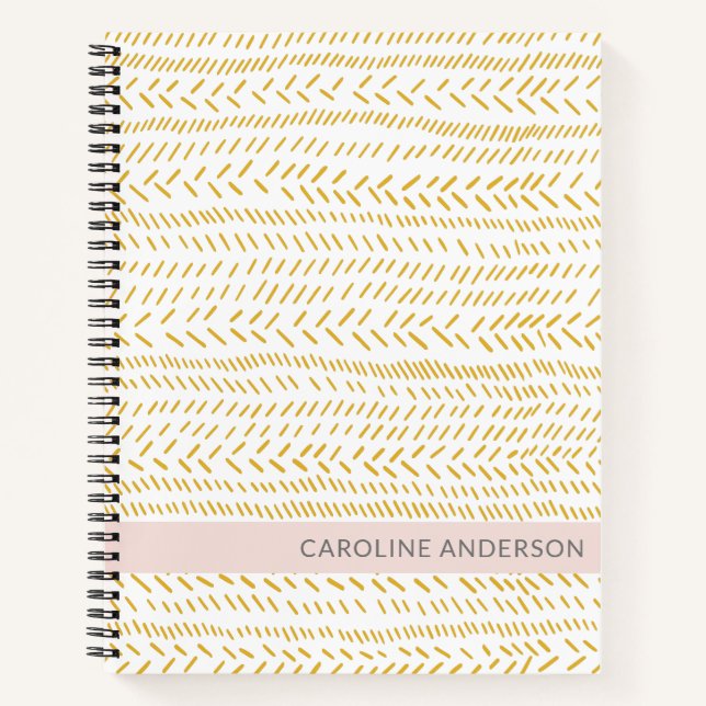 Abstract Organic Lines Art in Gold Personalised Notebook (Front)