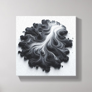 Abstract Organic Liquid Flow - Black and White  Canvas Print