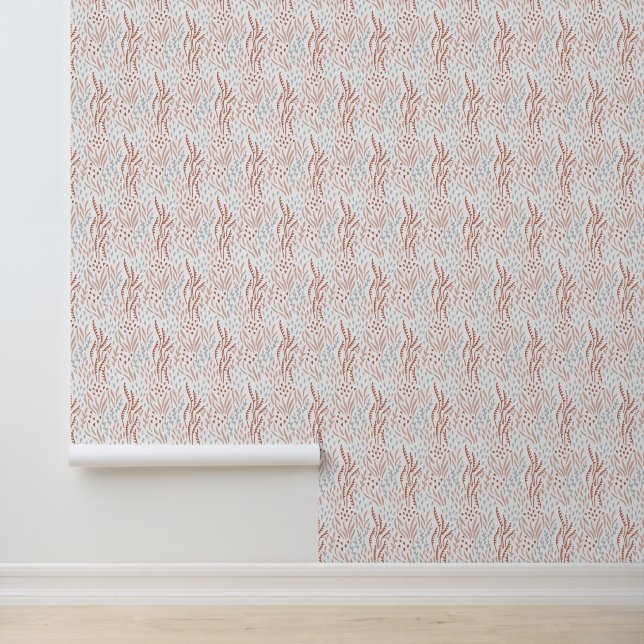 Abstract Organic Pattern, Subtle TerraCotta & Grey Wallpaper (Application)