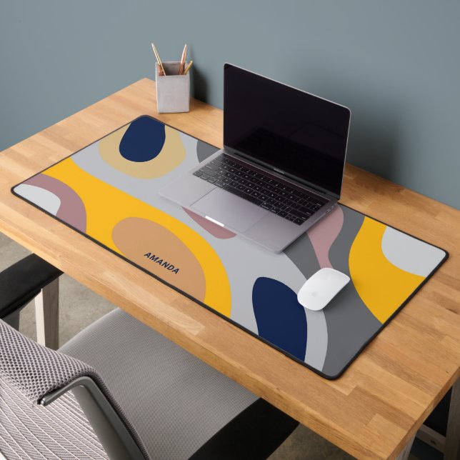 Abstract organic shape modern pattern monogram desk mat (Office 2)