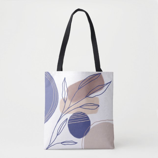 Abstract Organic Shapes - Blue and Beige Tote Bag (Front)