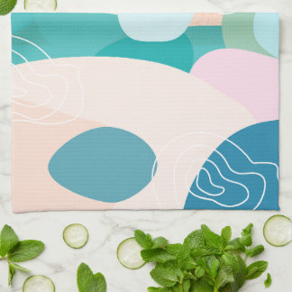 Abstract Organic Shapes Sunset Colour Palette Tea Towel